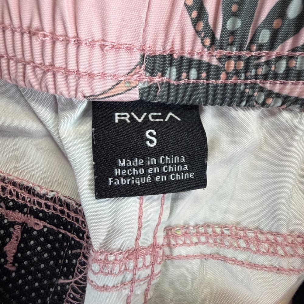 RVCA Mens Pink Tropical Floral Hibiscus Swim Trunks Board Shorts Size Small - Picture 3 of 3